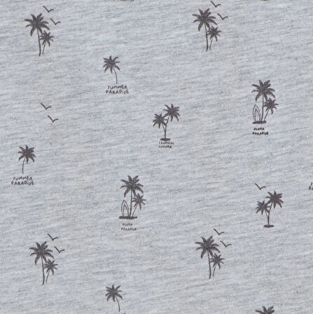 Tropic Baskılı Tshirt Gri Melanj