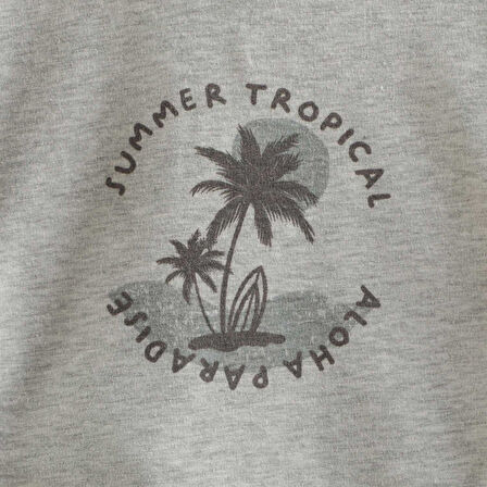Tropic Kapüşonlu Tshirt Gri Melanj