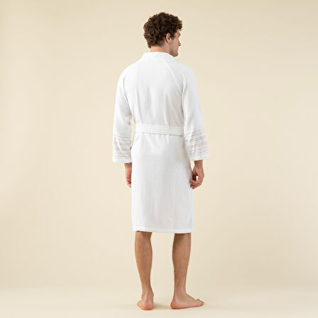 Derin Unisex Bornoz Beyaz/Açık Mavi