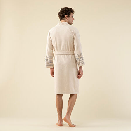 Derin Unisex Bornoz BEJ/LACİVERT