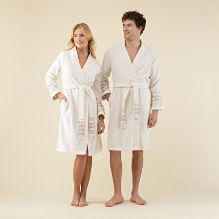 Derin Unisex Bornoz Ekru/Mango