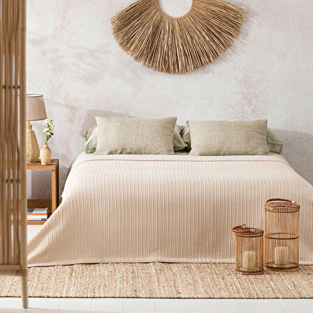 Palmita Pike Çift Kişilik 200x220 cm Bej
