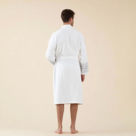 Derin Unisex Bornoz Beyaz/Açık Gri/Koyu Gri
