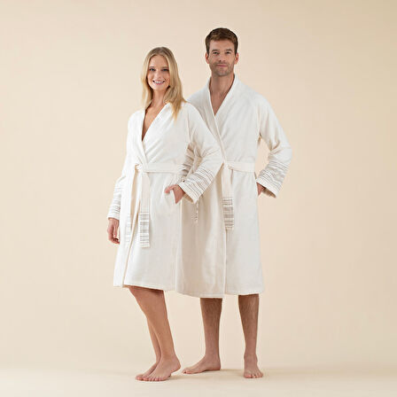 Derin Unisex Bornoz Ekru/Bej/Kahve