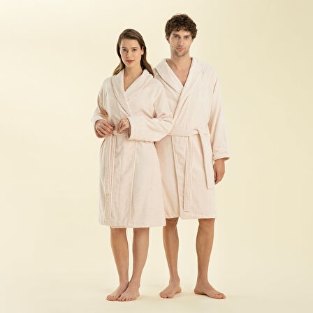 Solid Unisex Bornoz Pudra