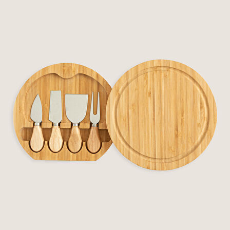 Ravva 5 Parça Bıçaklı Oval Sunum Seti 22x2 cm Natural