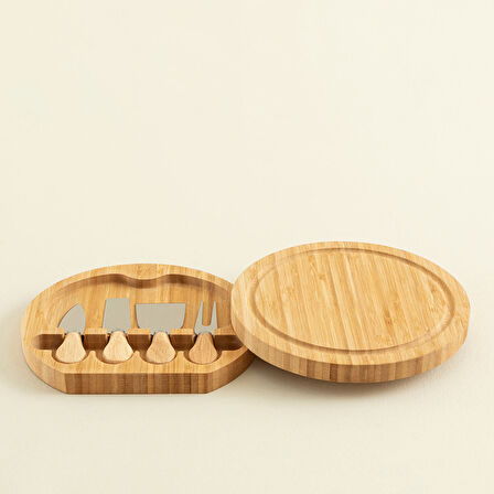Ravva 5 Parça Bıçaklı Oval Sunum Seti 22x2 cm Natural