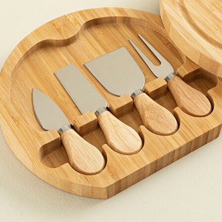 Ravva 5 Parça Bıçaklı Oval Sunum Seti 22x2 cm Natural