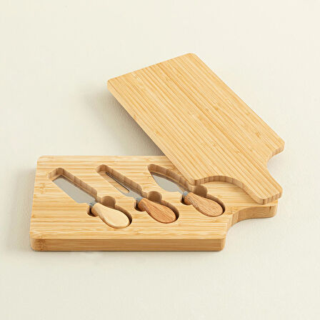 Ravva 4 Parça Bıçaklı Sunum Seti 30x14 cm Natural