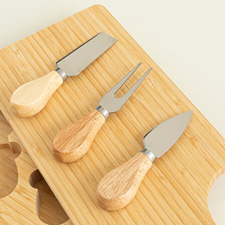 Ravva 4 Parça Bıçaklı Sunum Seti 30x14 cm Natural