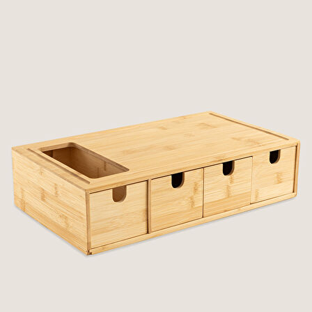 Ravva Saklama Kutulu Bambu Kesme Tahtası 43x25 cm Natural