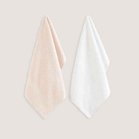 Bract 2'li Mutfak Havlusu Beyaz/Pudra