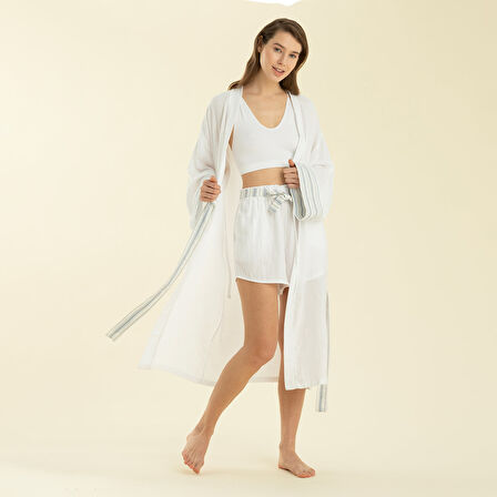 Atıgrado Sabahlık Beyaz/Marin Mavi