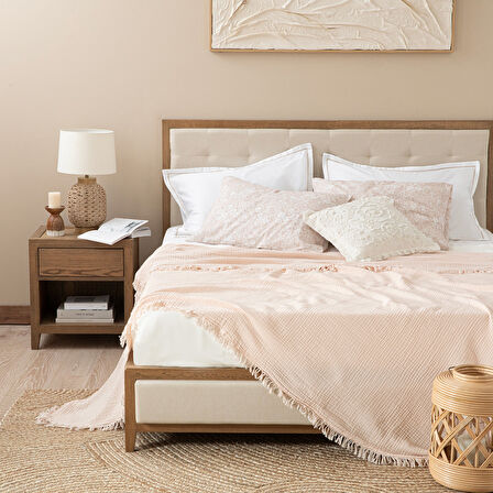 Marfa Çift Kişilik Pike 200x220 cm Pudra