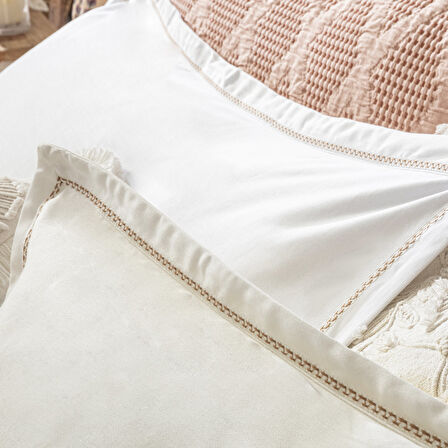 Madelıne Nevresim Seti King Beyaz/Bej