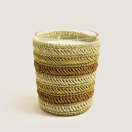 Boho Tropic Tığ İşi Kokulu Mum 14x17 cm Yeşil