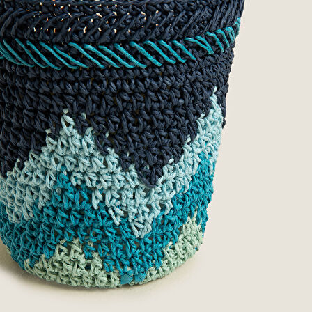 Boho Coastal Tığ İşi Kokulu Mum 14X17 cm Mavi