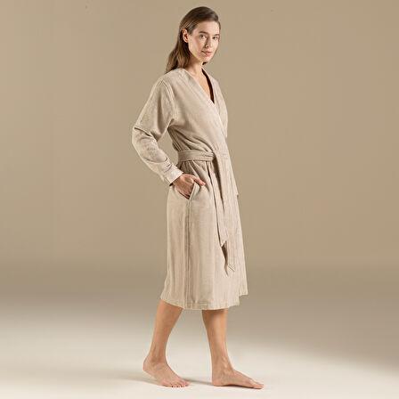 Floss Unisex Bornoz Koyu Bej