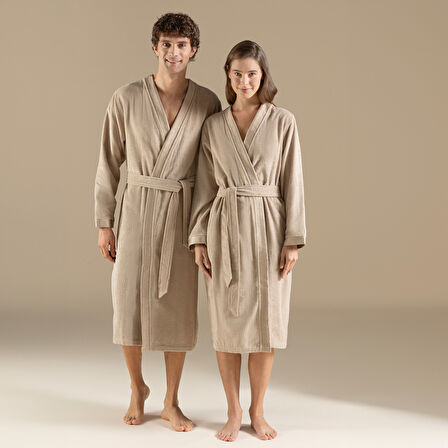 Floss Unisex Bornoz Koyu Bej