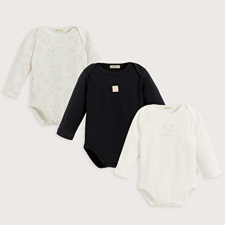 Cool Bear 3'lü Body Set Ekru/Lacivert