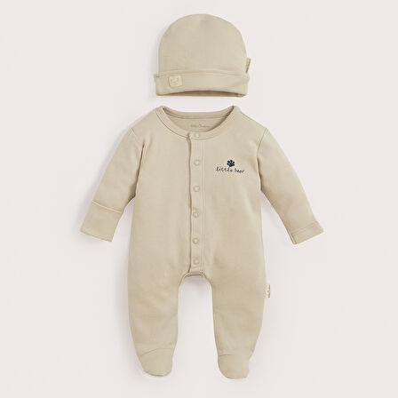 Cool Bear Patikli Tulum Şapka Set Bej