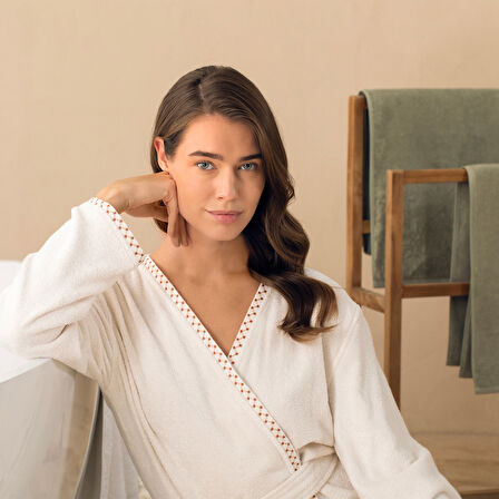 Albas Kadın Bornoz Ekru