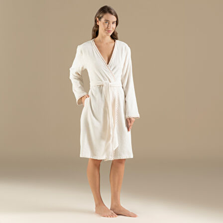 Albas Kadın Bornoz Ekru