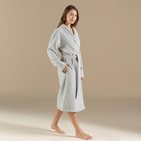 Vissana Unısex Bornoz Natural-Gri