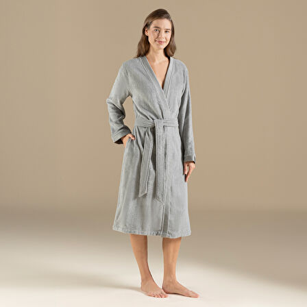 Floss Unisex Bornoz Açık Gri