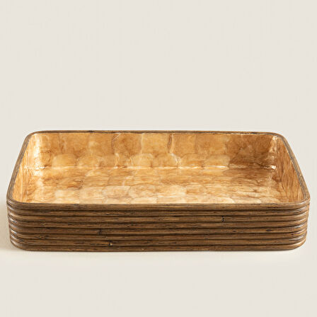 Innoq Yuvarlak Dekoratif Tepsi 48X30 CM Sedef