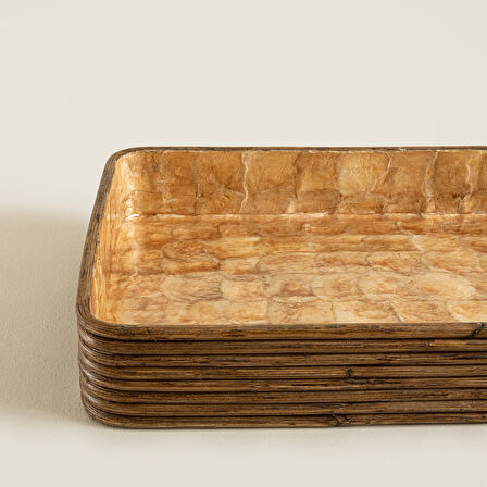 Innoq Yuvarlak Dekoratif Tepsi 48X30 CM Sedef