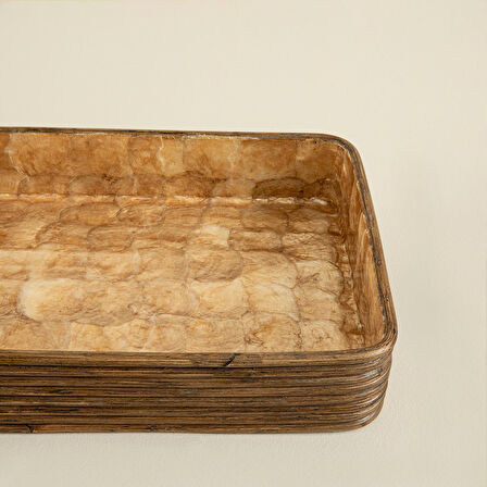 Innoq Yuvarlak Dekoratif Tepsi 52x34 Cm Sedef