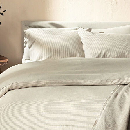 Morıan Nevresim Set 200x220 Cm Natural/Yeşil