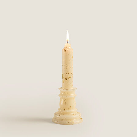 Flamme Kaideli Şamdan Mum Gold 20 Cm Gold