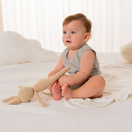 Cute Cırcus 3'Lü Kolsuz Body Set Ekru/Yeşil