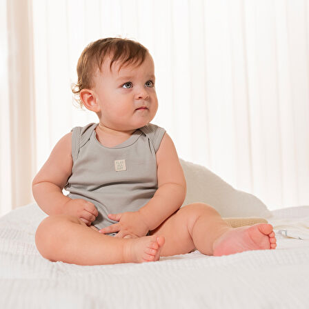 Cute Cırcus 3'Lü Kolsuz Body Set Ekru/Yeşil