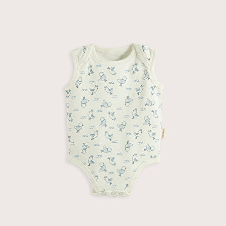 Sea Sıde 3'Lü Kolsuz Body Kutu Set Ekru/Mavi
