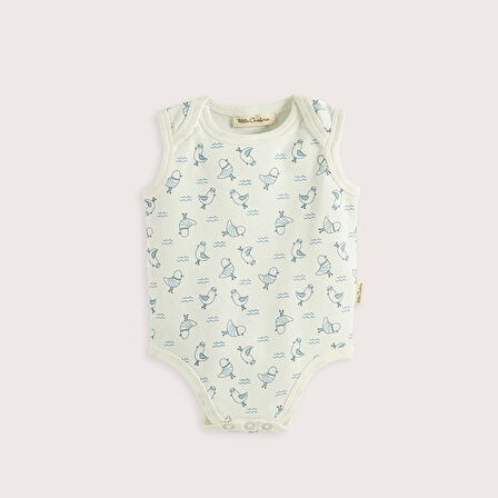 Sea Sıde 3'Lü Kolsuz Body Kutu Set Ekru/Mavi