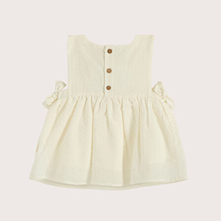 Cherry Boom Nakışlı Elbise Vanilya