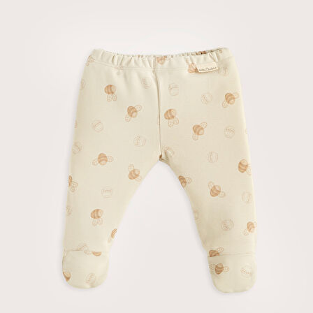 Happy Bee Baskılı Patikli Pantolon Taş