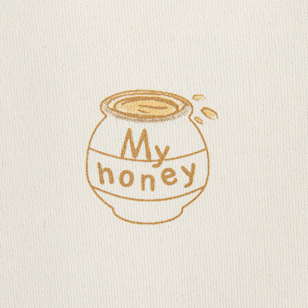 Happy Bee Basklı Kolsuz Body Ekru