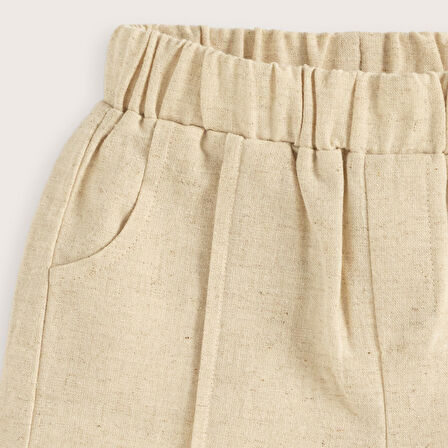 Cute Cırcus Keten Şort Bej