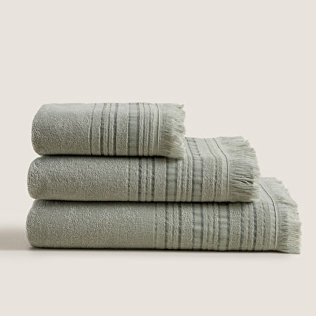 Derin Yüz Havlusu 50x90cm DUMAN YEŞİL/YUMUŞAK SARI