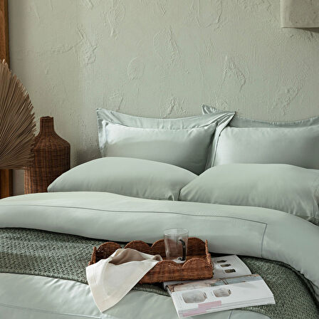 Bambu Nevresim Takımı King DUMAN YEŞİLİ