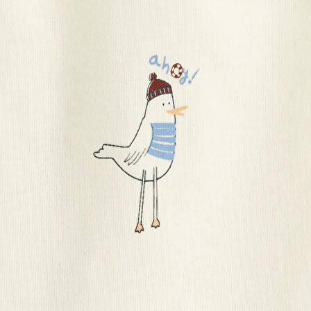 Sea Side Baskılı Kolsuz Body Ekru