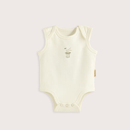 Cute Circus Baskılı Kolsuz Body Ekru