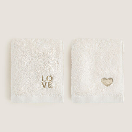 Love El Havlusu Seti 30x50 Cm Ekru