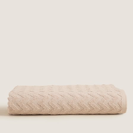 Zigzag %100 Pamuk Banyo Havlusu 70x140 cm Bej