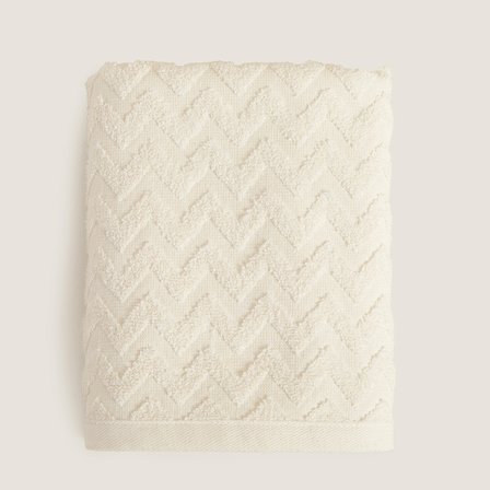 Zigzag %100 Pamuk Banyo Havlusu 70x140 cm Ekru