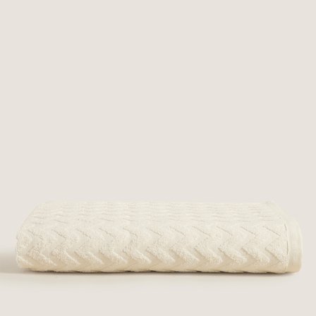 Zigzag %100 Pamuk Banyo Havlusu 70x140 cm Ekru